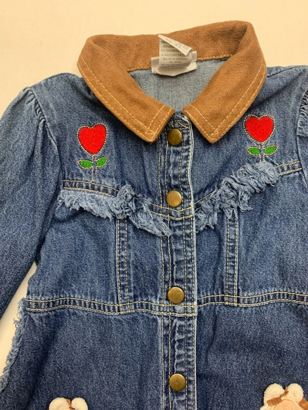 vintage le top 4 t Kids Denim Horse Appliqué Jacket dress Corduroy Collar oshkos